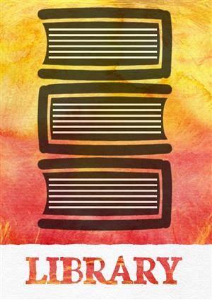 three library books stacked on top of each other with the word library underneath 